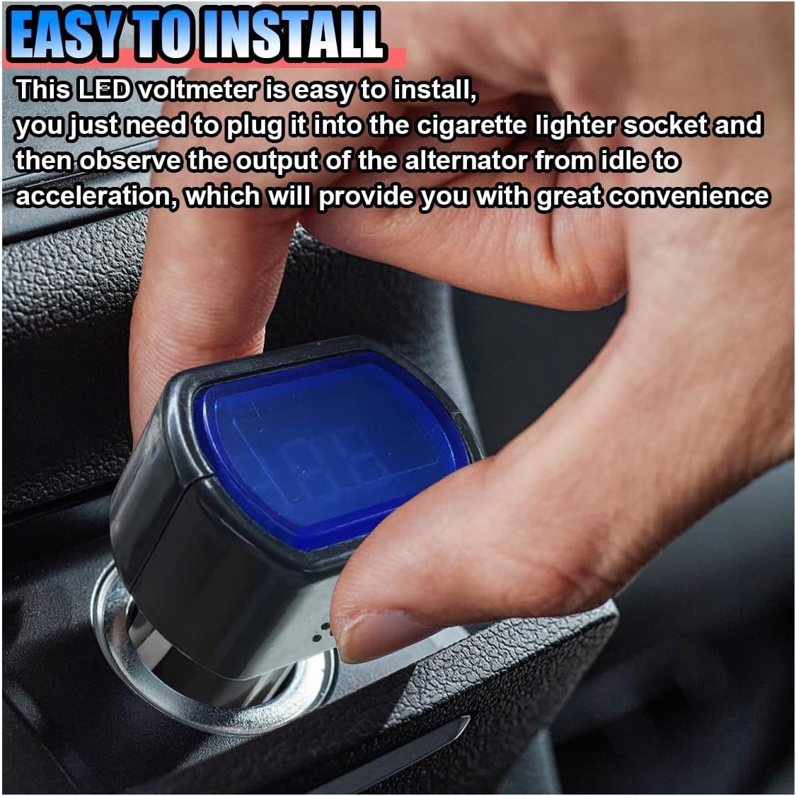 Car LED Digital Voltmeter, DC 12V/24V Cigarette Lighter Voltage Meter, Volt Gaug