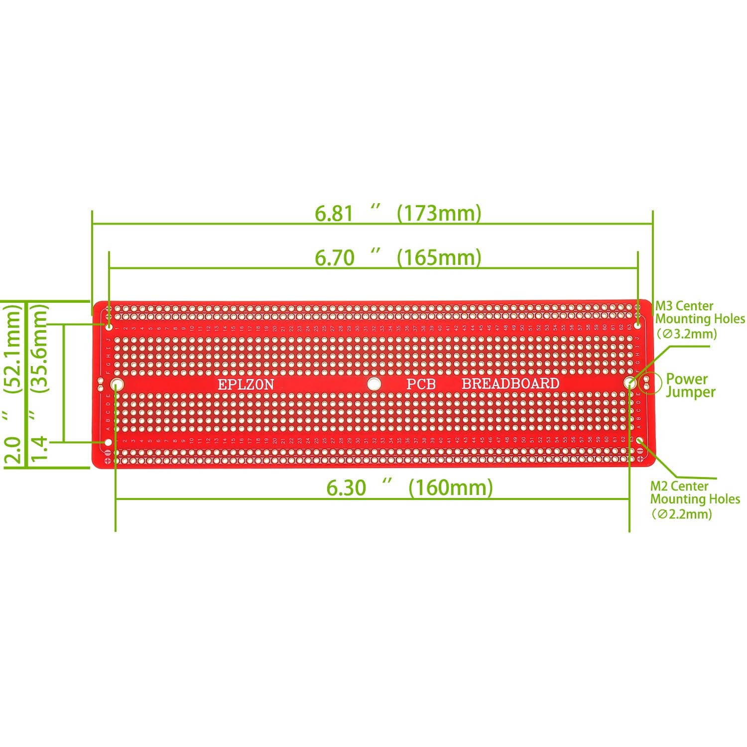 Solderable Breadboard Prototype PCB Board Kit 6.8×2.05 Inch Red 3 P Color: Red