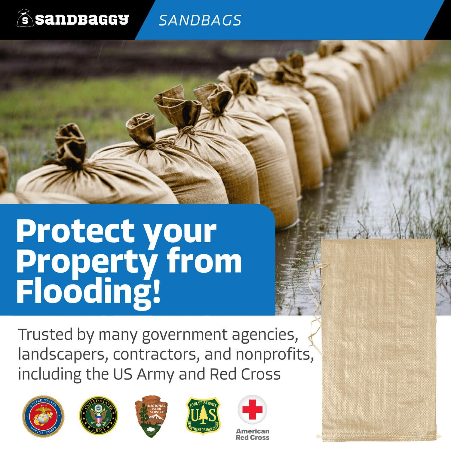 Sandbaggy (25) Beige Empty Sandbags For Sale 14×26 Sandbag Sand Bags Bag Poly