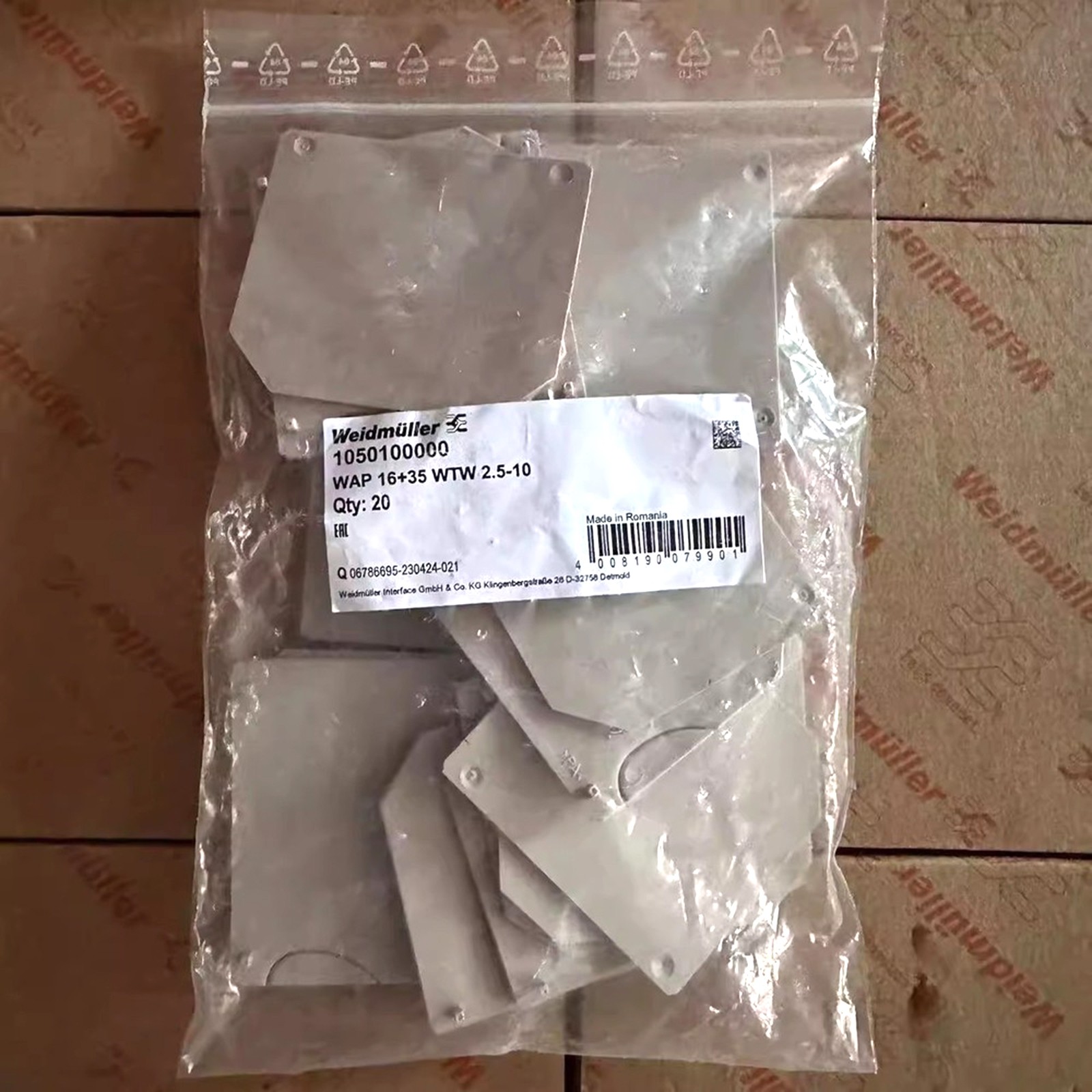20Pcs/Bag New Weidmuller 1050100000 WAP 16+35 WTW 2.5-10 Terminal End Plate#QW