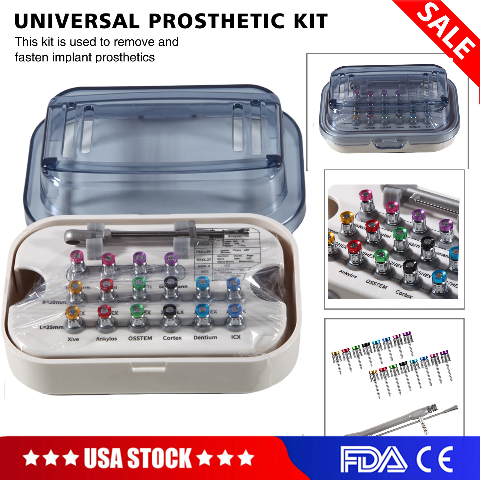Universal Dental Implant Screw Removal Kit/Screw Driver kit Autoclavable Tool OR