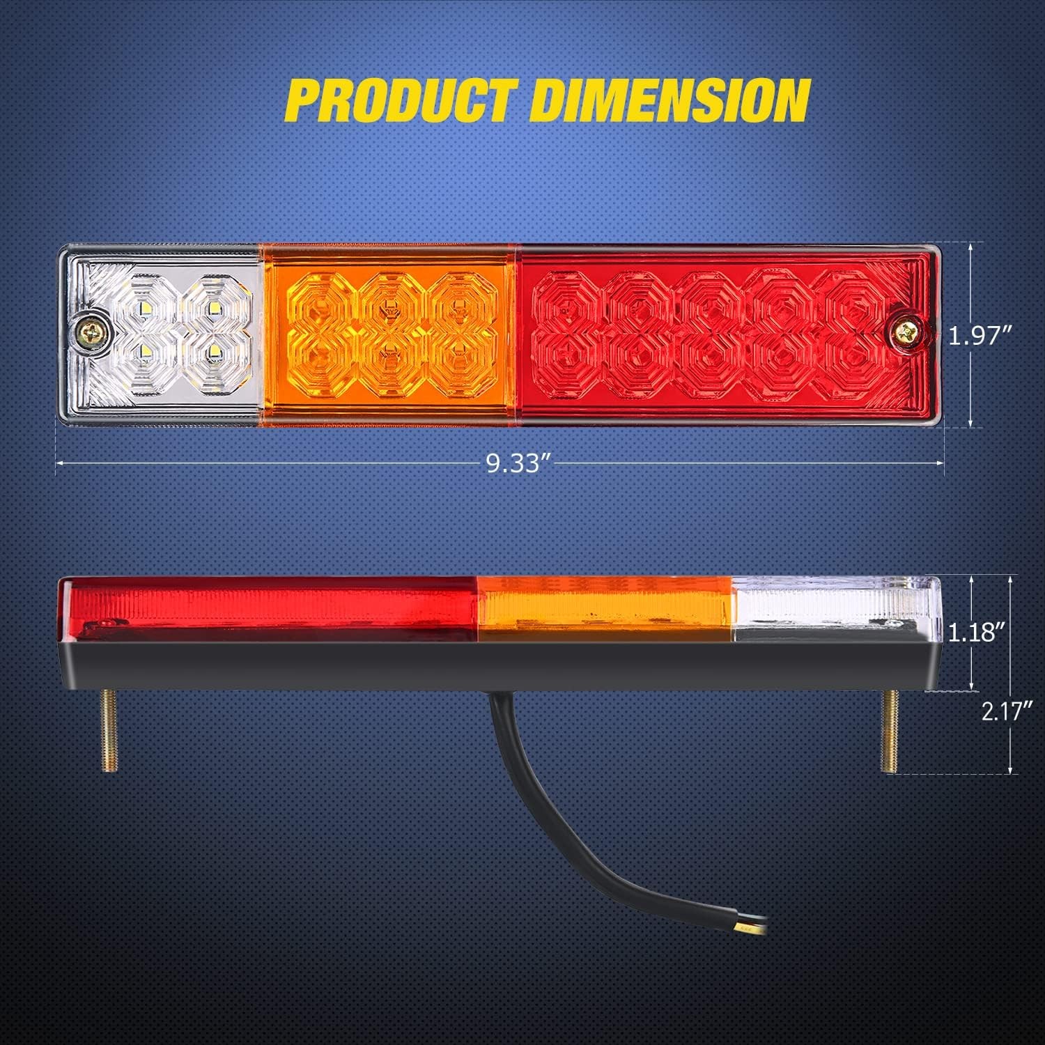 LED Trailer Tail Light Bars 20 LED Rear Brake Turn Reverse Lights RV Camper 2pc