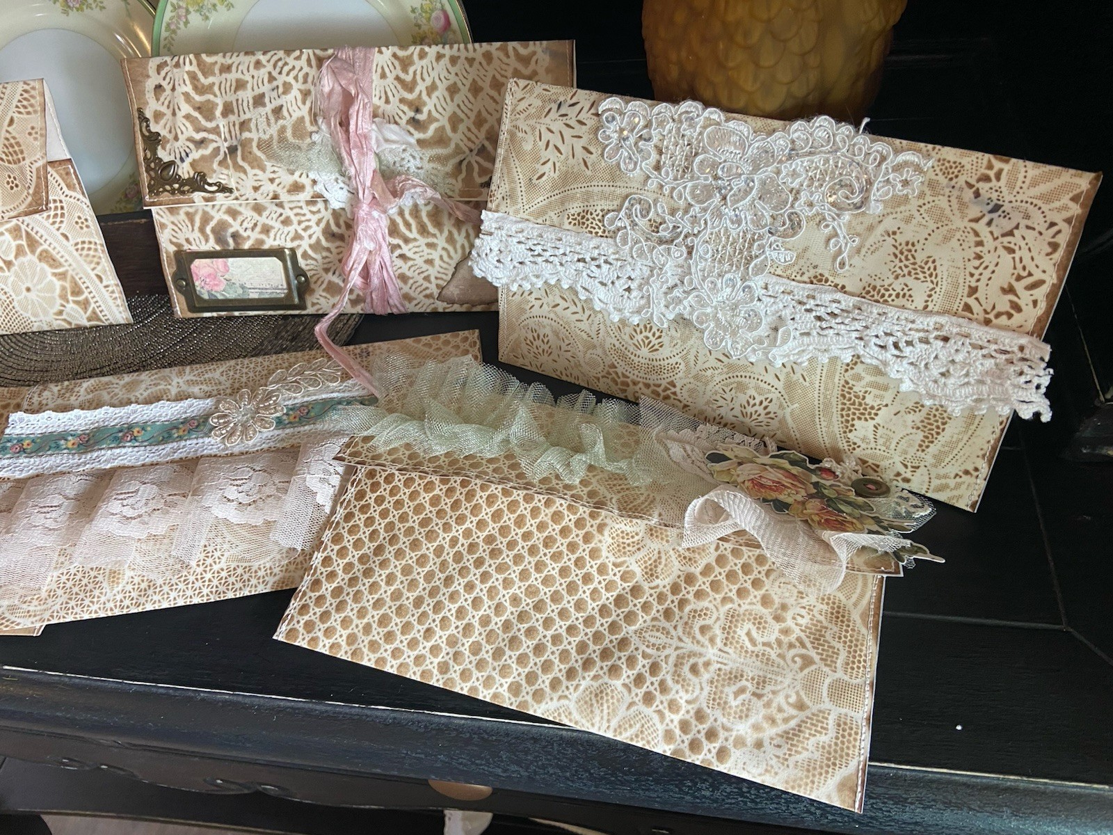 Love Letter Junk Journal Pouch Lot Of 7 Handmade Shabby Chic