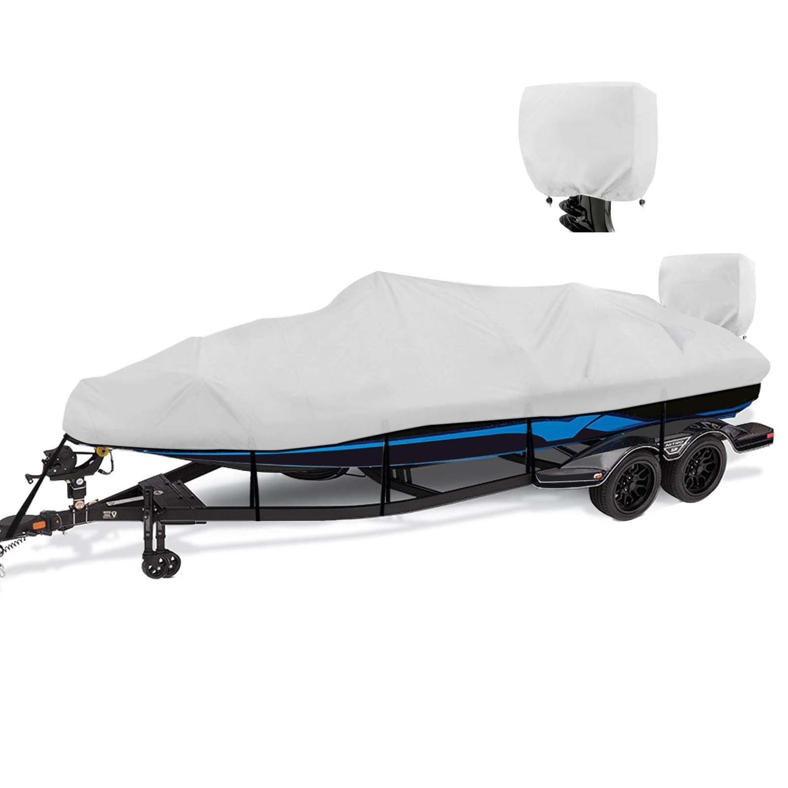 1200D Waterproof Boat Cover 20′-22′ L X 102″ Beam Width, Gray | Fits 20 foot …