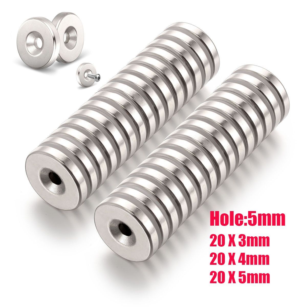 Lots Countersunk Ring Round Disc Strong Magnets Rare Earth Neodymium Hole 5mm