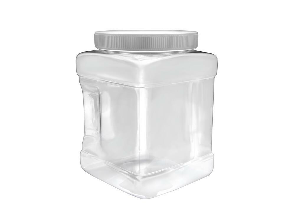 Plastic 32 oz. Parts Storage Clear Grip Jar with Screw on Lid 3.5″ x 3.5″ x 5.5″