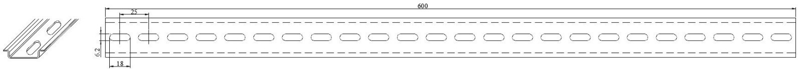 New DIN Rail Slotted Steel, Pre-Cut 35mm x 7.5mm, 600 mm (~24 Inch(23.6)) Long