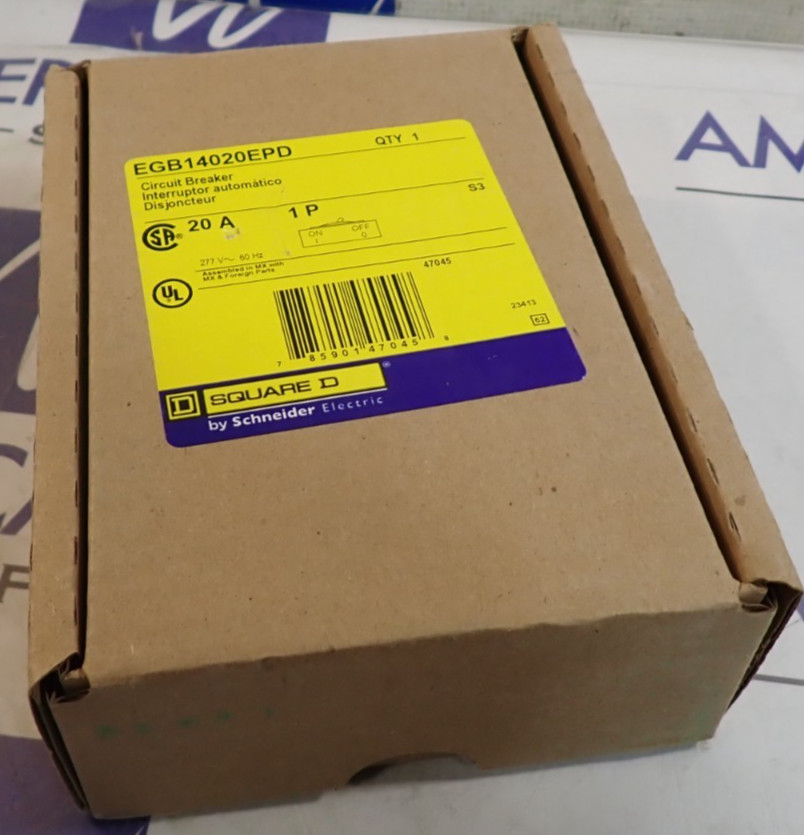 NEW – Square D Circuit Breaker EGB14020EPD 1P 20A 35kA @ 277VAC EPD GFI 30mA