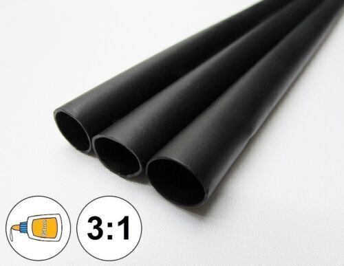 3:1 Marine Waterproof Heat Shrink Tubing Glue Adhesive Lined Black or Red Ratio