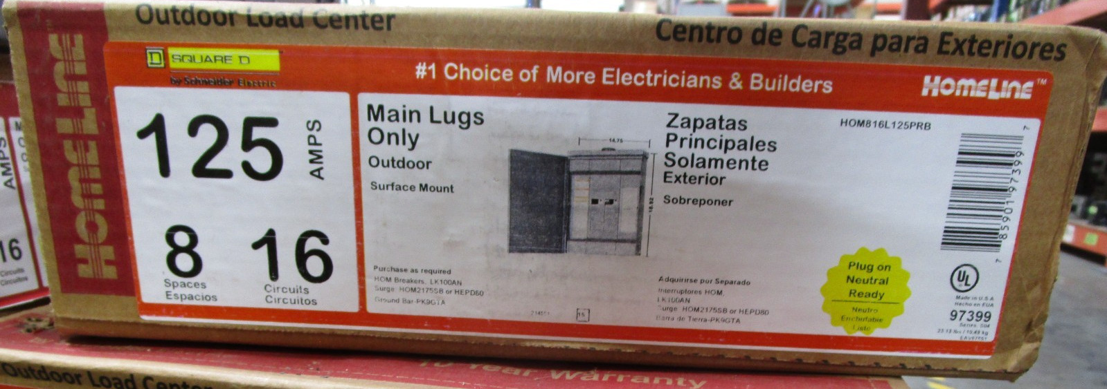 Square D 16-Circuit 125amp 8-space Outdoor Main Lugs Load Center (HOM816L125PRB)