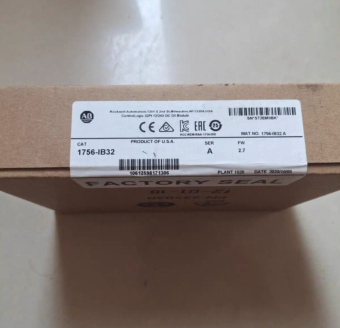 Allen-Bradley 1756-IB32 AB 1756-IB32 SERB CONTROLOGIX 32 PT DC INPUT MODULE US