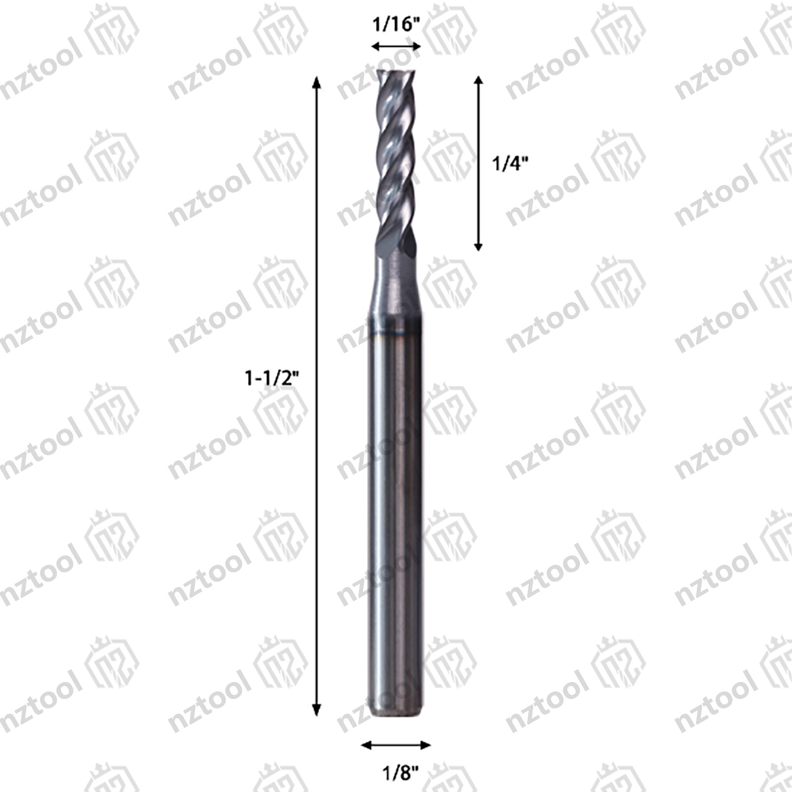 5 PCS 1/16″ 4 Flute 1-1/2″ Overall Length Carbide End Mill -AlTiN Coated USA