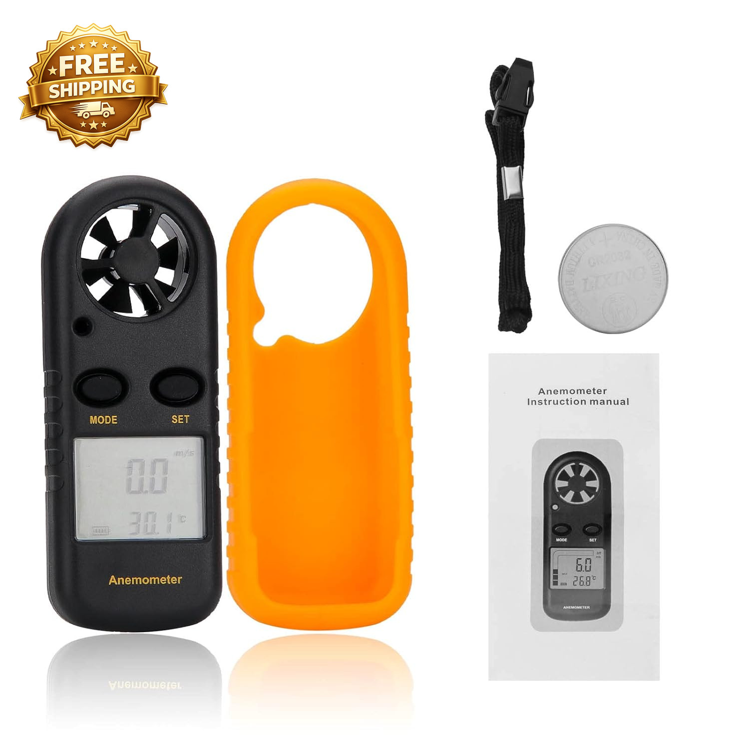 Anemometer Handheld Light Weight Digital Wind Speed Meter Wind Speed Temperature
