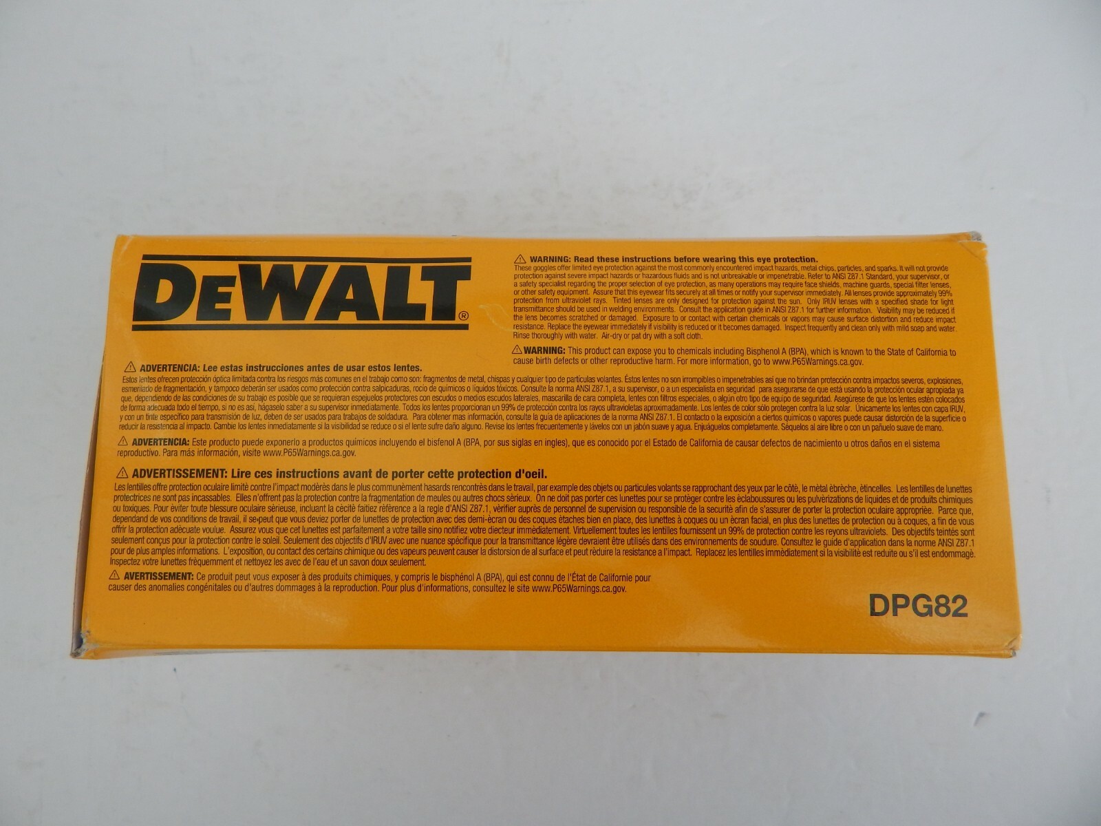 DEWALT DPG82 Concealer Safety Goggles with Clear Anti-Fog Lens New