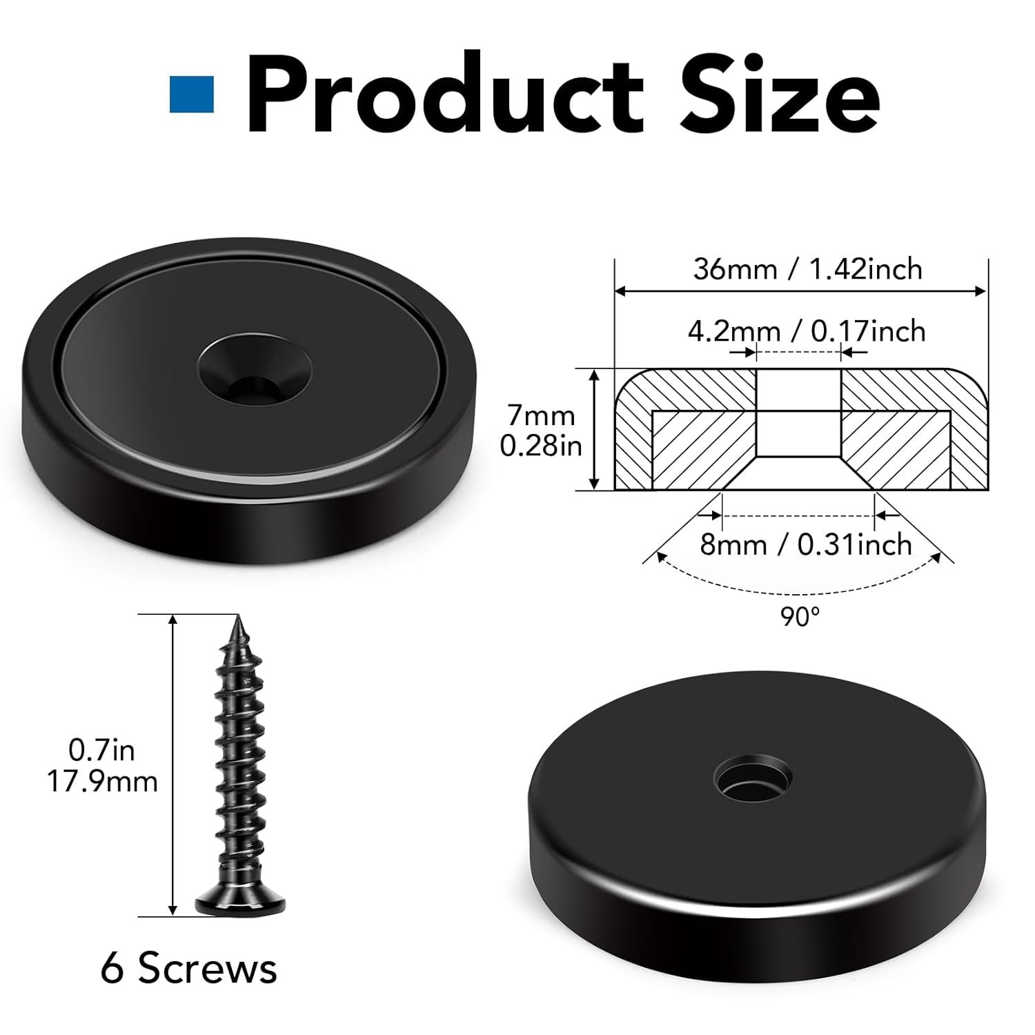 Magnets,150lb+ Waterproof Strong Neodymium Cup Magnets with Screws for Wall M…