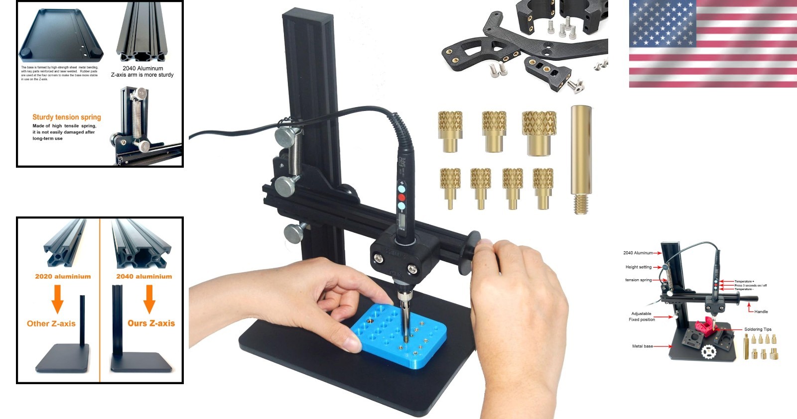 Heat Set Insert Tool Kit for Plastic Aluminum Brass Threaded Inserts 3D Printing