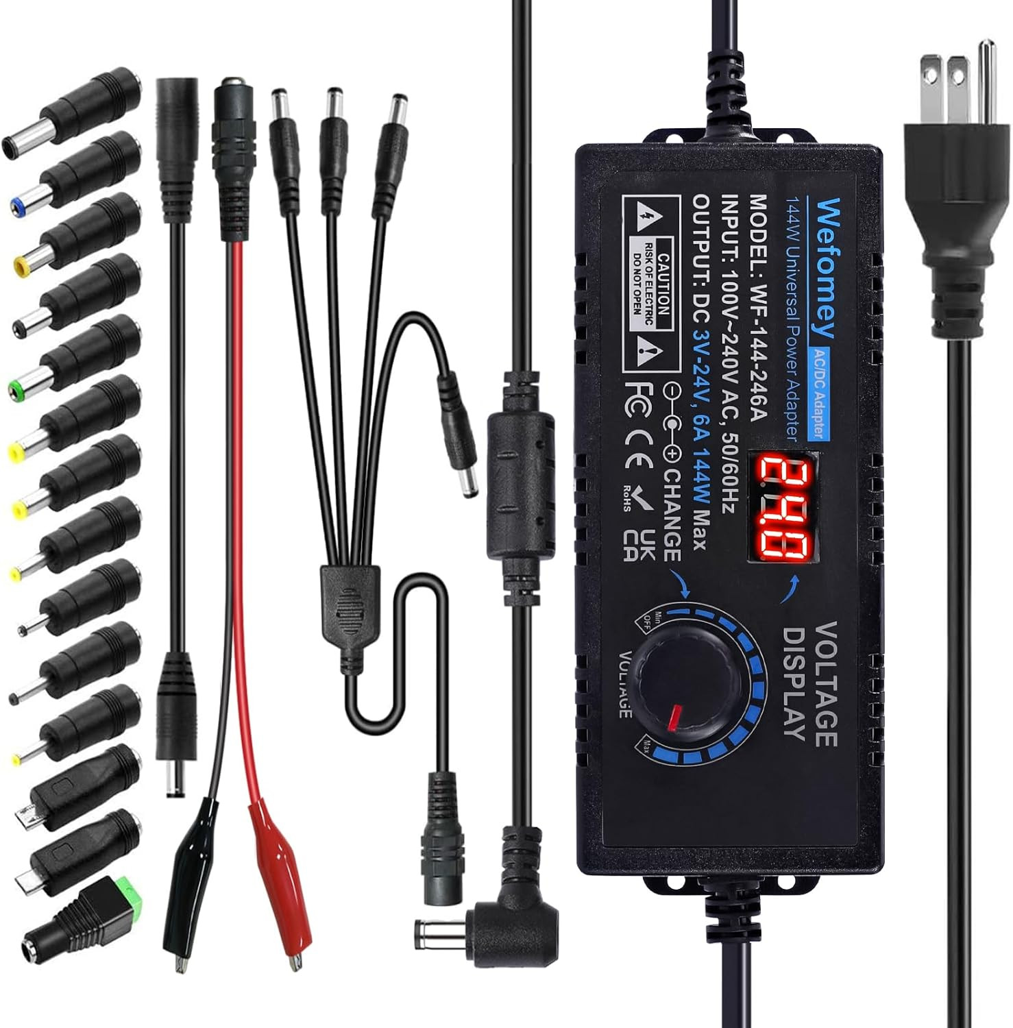Universal Power Supply 3V~24V 6A 144W Adjustable Variable 3V 5V 9V 12V 18V 20V 2