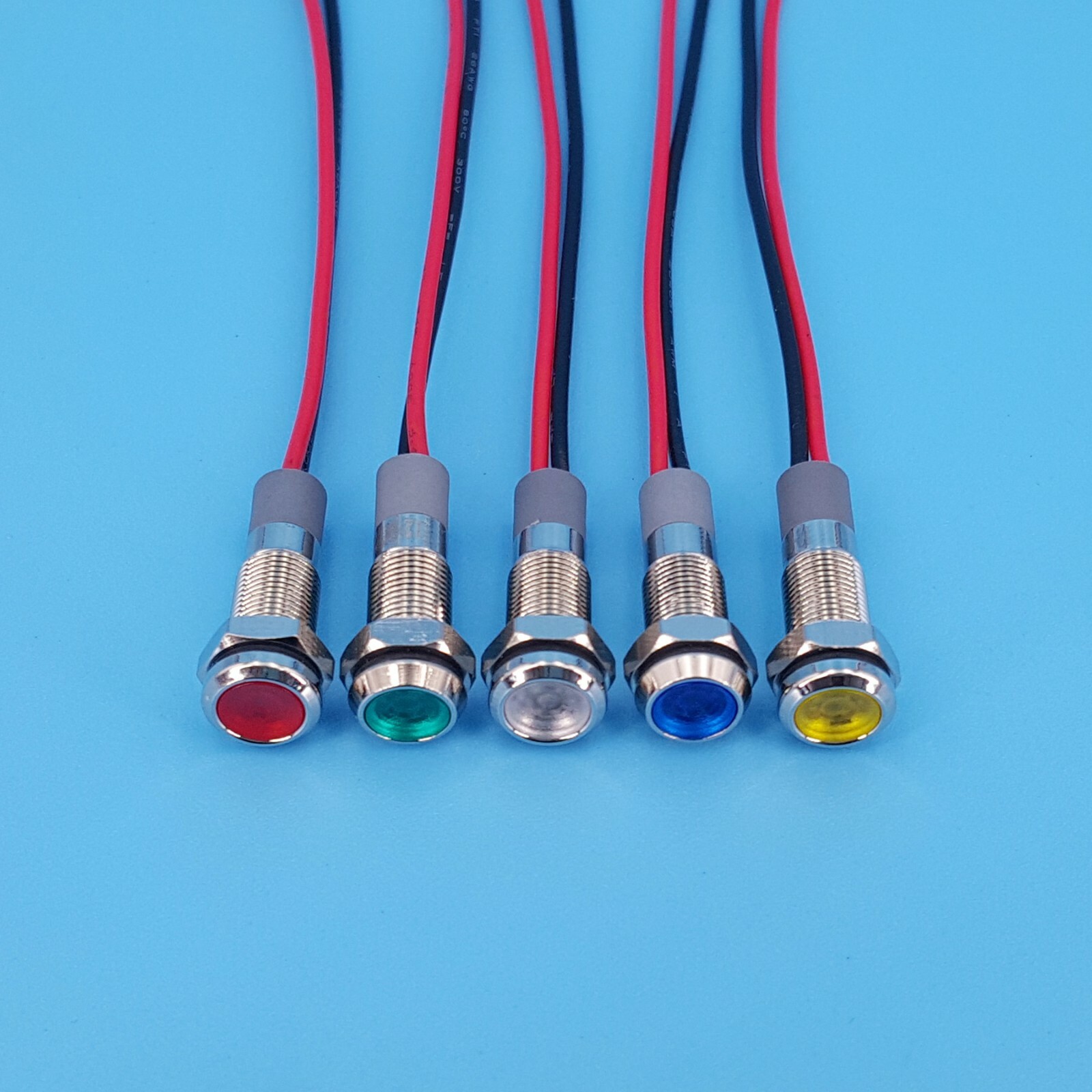5Pcs 6mm Metal Waterproof 12-24VDC Mini LED Signal Indicator Light With Wire