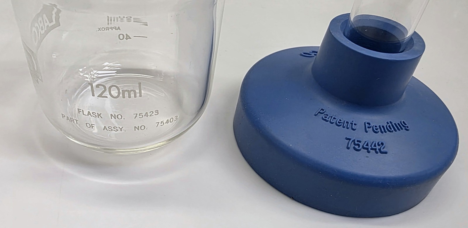 Labconco 120ml Complete Fast Freeze Flask w/ 3/4 TOP GLASS 45° Adapter