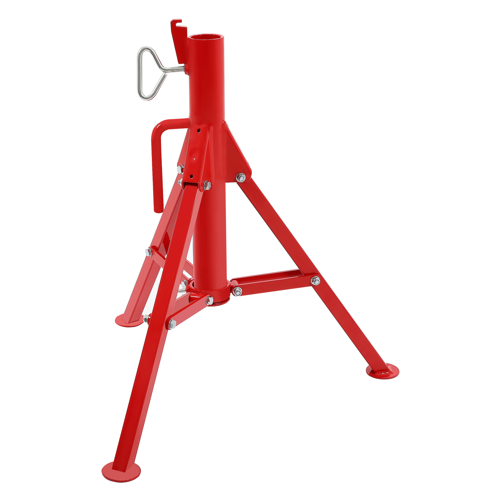 V-Head Pipe Stand Folding Tripod Jack 28″-52″ Height 12″ Pipe 2500LB Steel Red