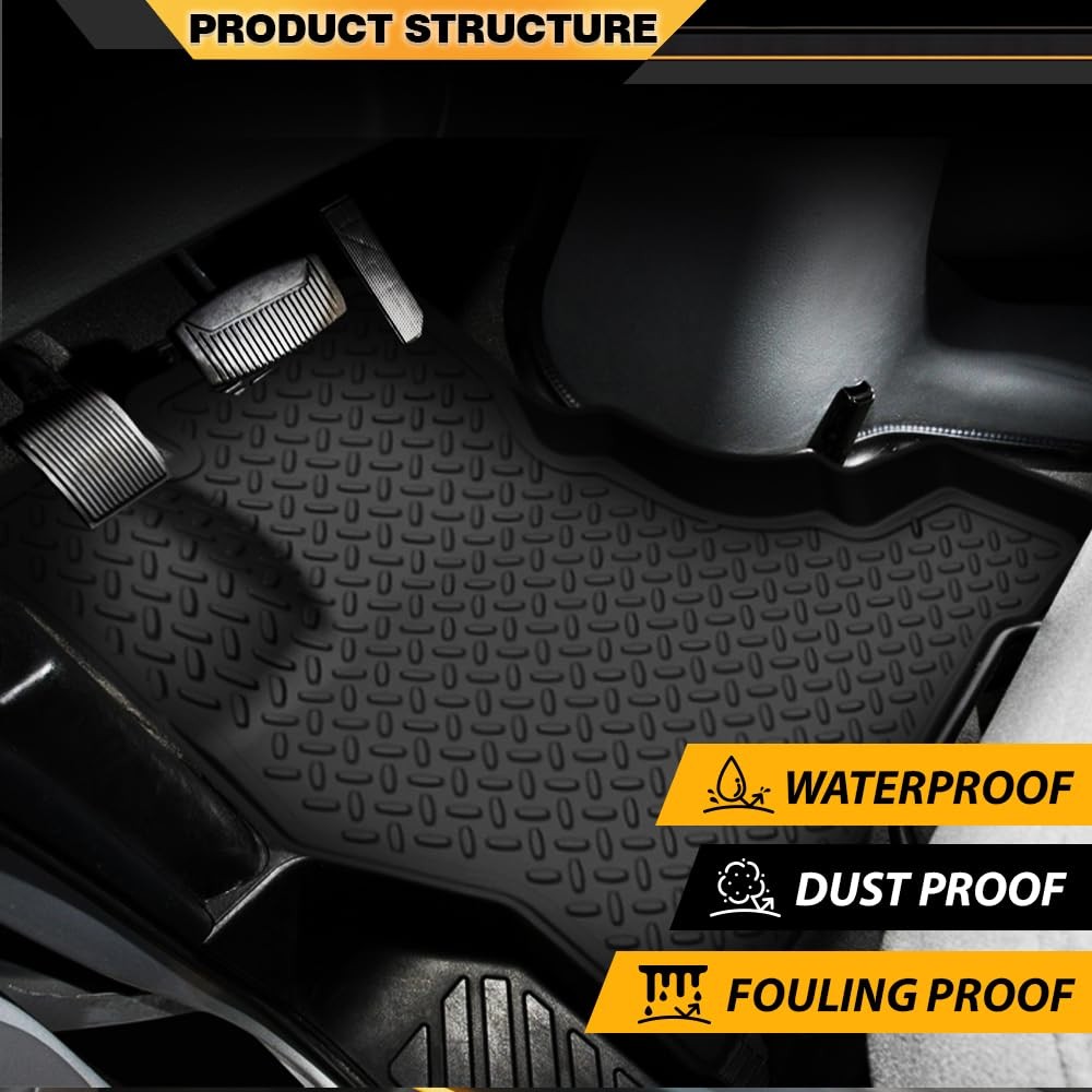 TPE Floor Mats for E150 E250 E350 Econoline 1997-2005 2PCS Black All Weather
