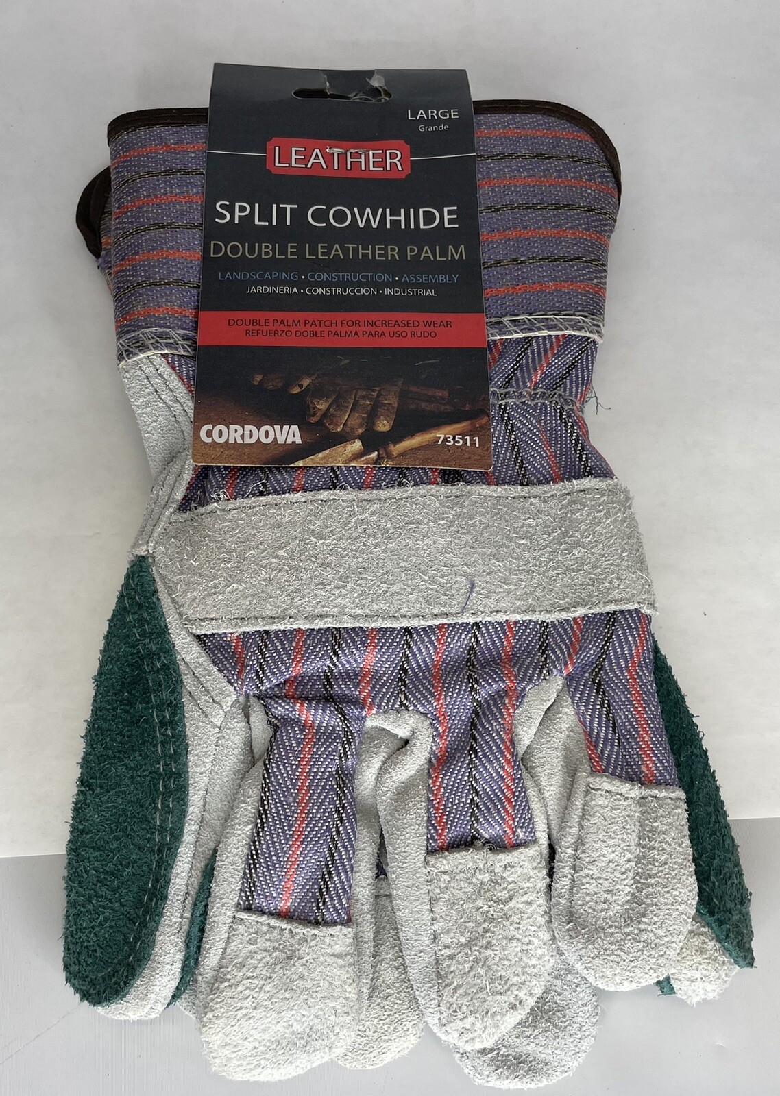 Cordova Split Cowhide Double Leather Palm Gloves Large 73511 New