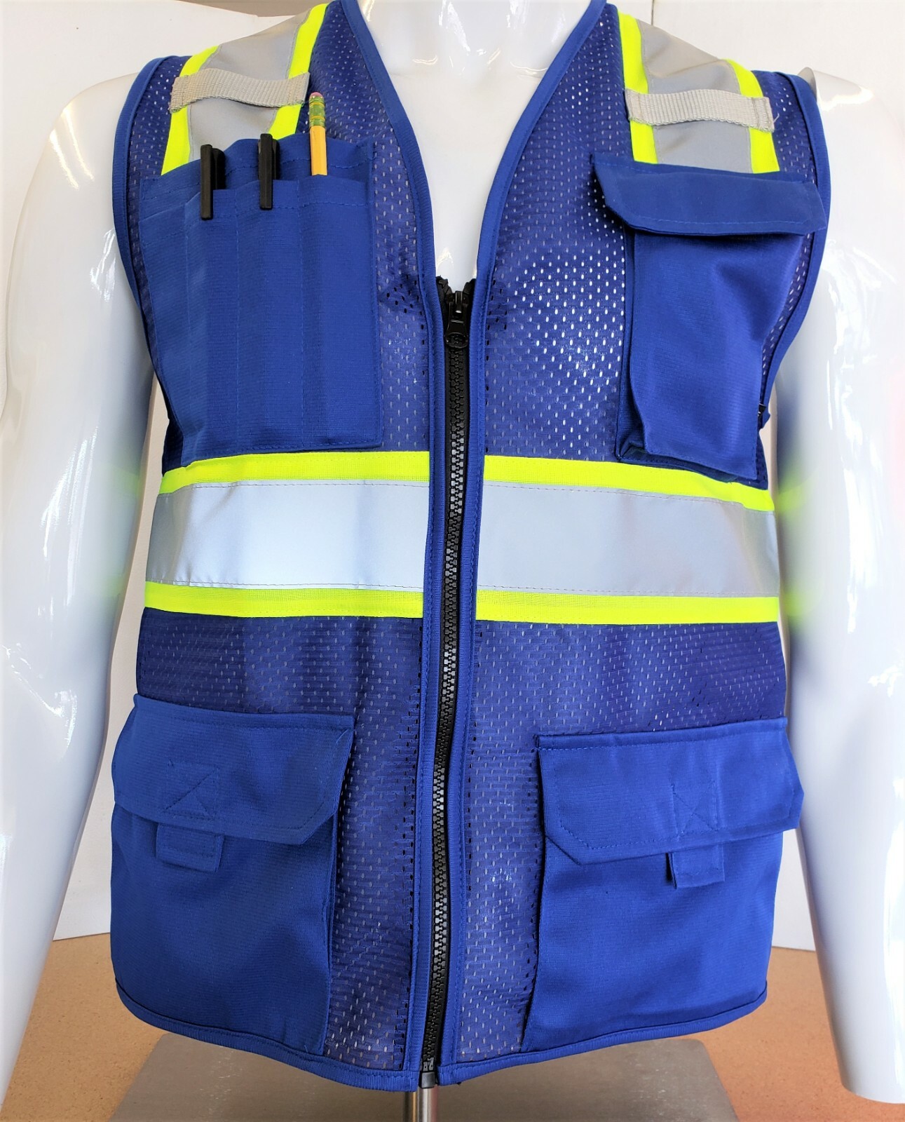 Two Tone High Visibility Reflective Royal Blue Safety Vest (X-Small-5XL)
