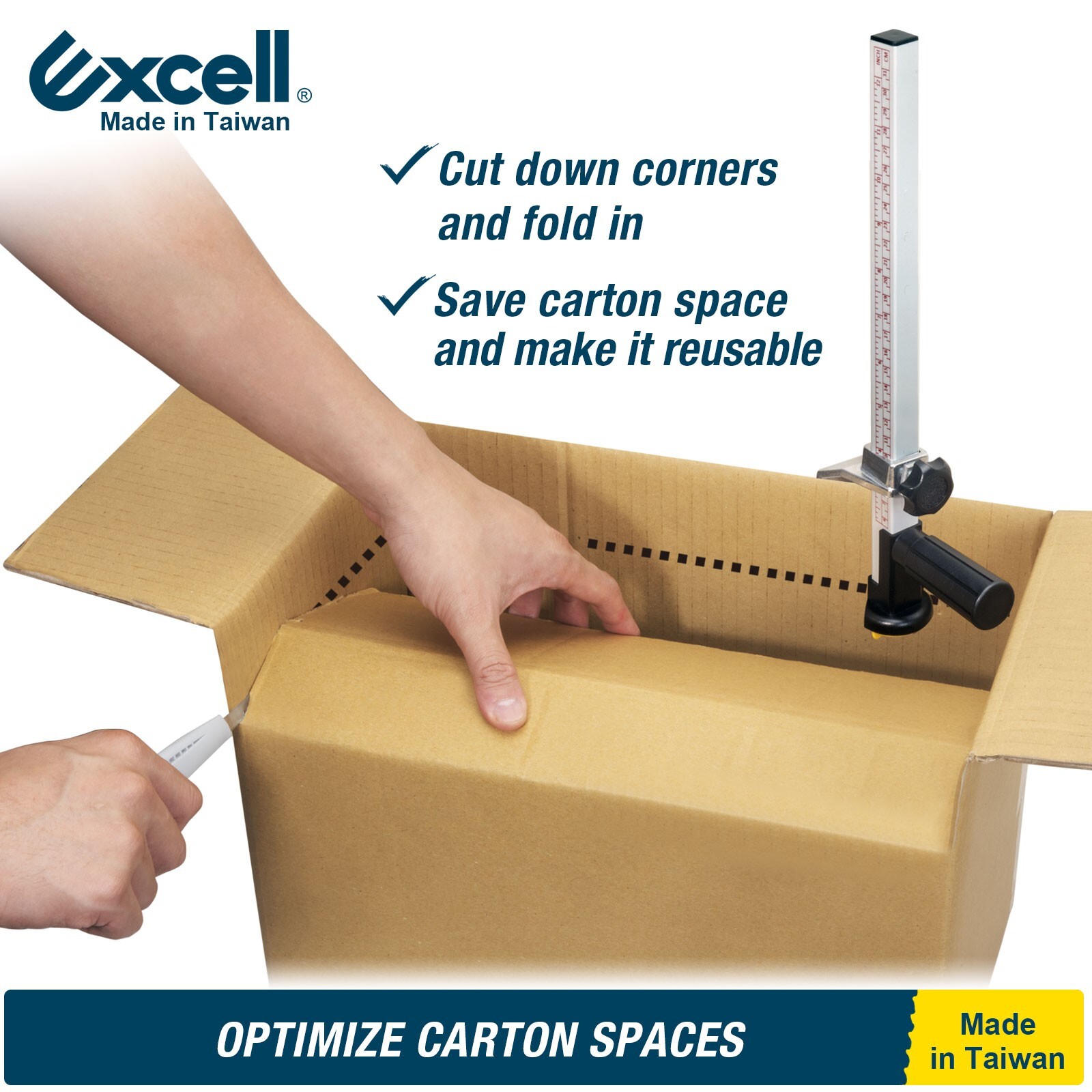 Excell Cardboard Box Resizer Tool, Easy Box Sizer with Safety Blade Cover