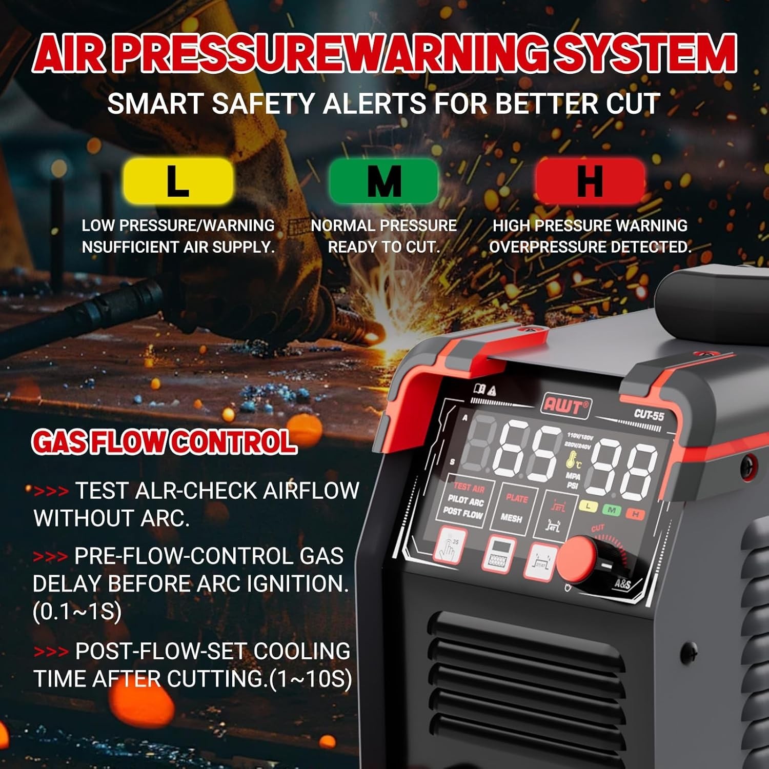 AWT 65A Plasma Cutter Non-Touch Pilot ARC HF Air Plasma Cutting Machine