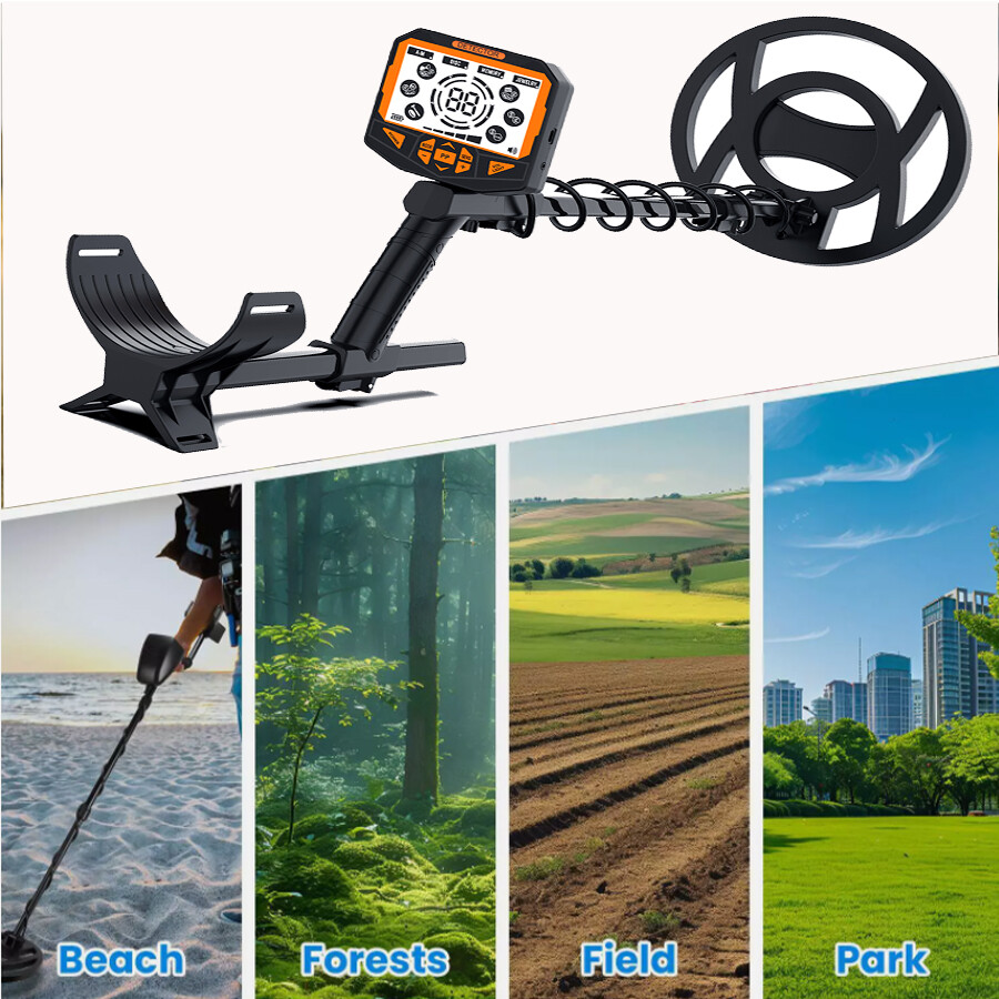 Multi-Frequency Metal Detector 10″ DD Coil Waterproof Bundle Detector for Adults
