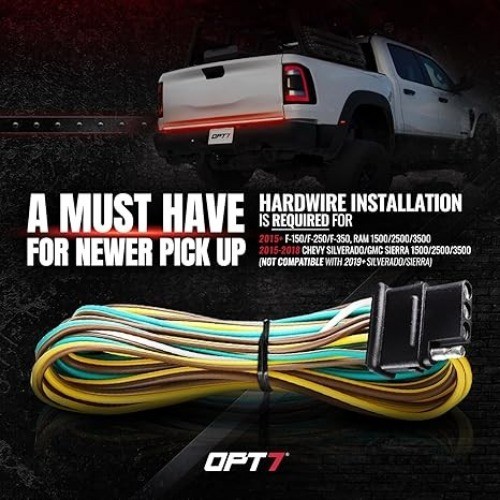 Hardwire Kit for LED Tailgate Light Bar (4.9ft 4 Pin Harness + 7 Wiring Connecto