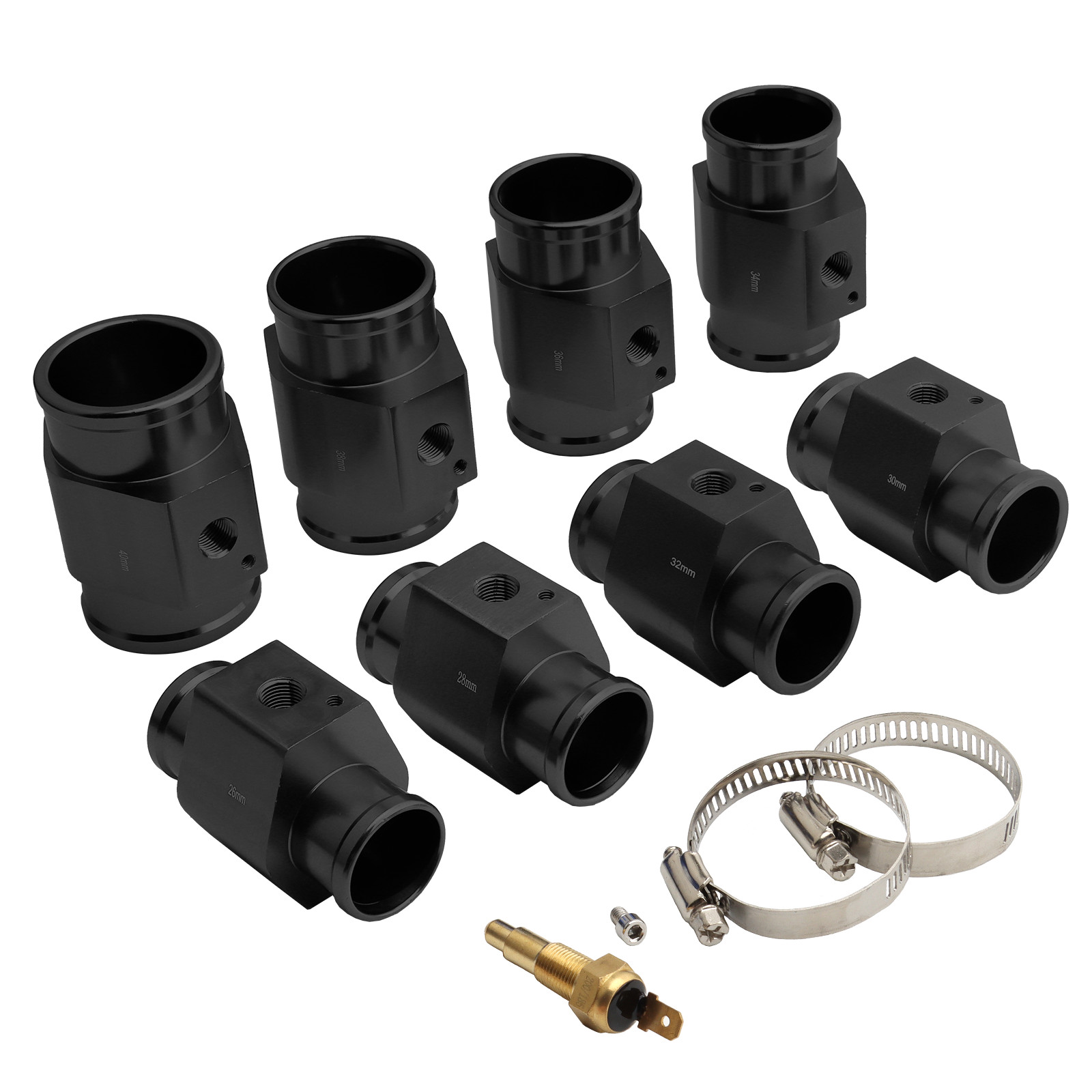 26~40mm Radiator Hose Fitting Universal Thermostat Switch Temp Gauge Sensor Kit