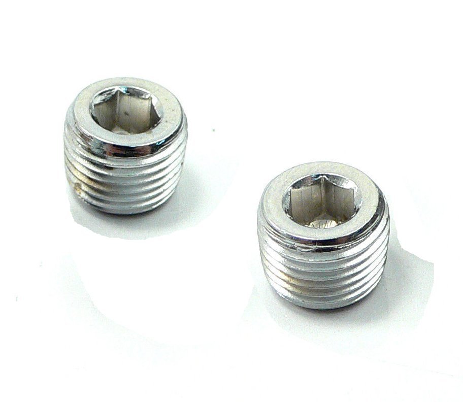 Pair 1/4″ BSP BSPT Pipe Thread Allen Head Plug Chrome Plated Brass