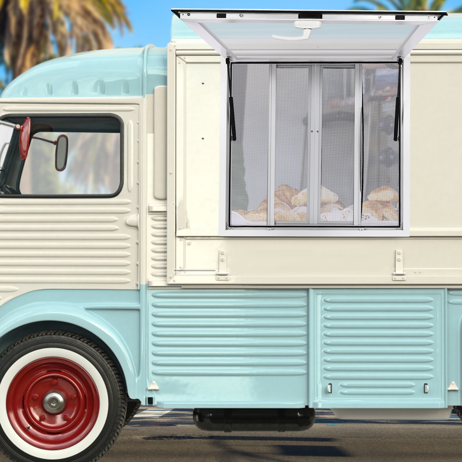 36″L x 36″W Concession Stand Serving Window Food Truck Service Awning w/ Hooks