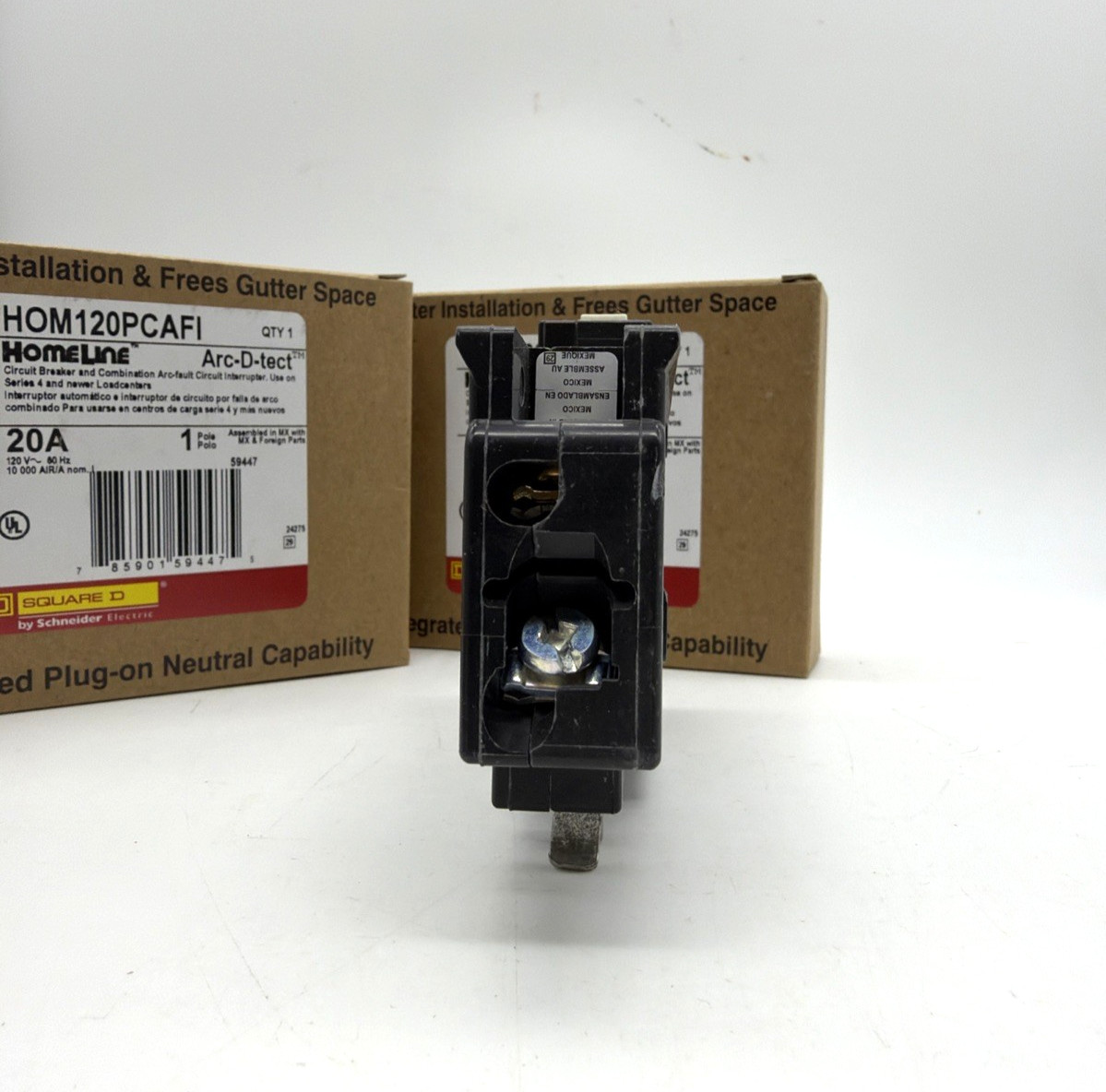 SQUARE D HOM120PCAFI AFCI CIRCUIT BREAKER 20A 1-POLE PLUG-ON NEUTRAL -3 PACK