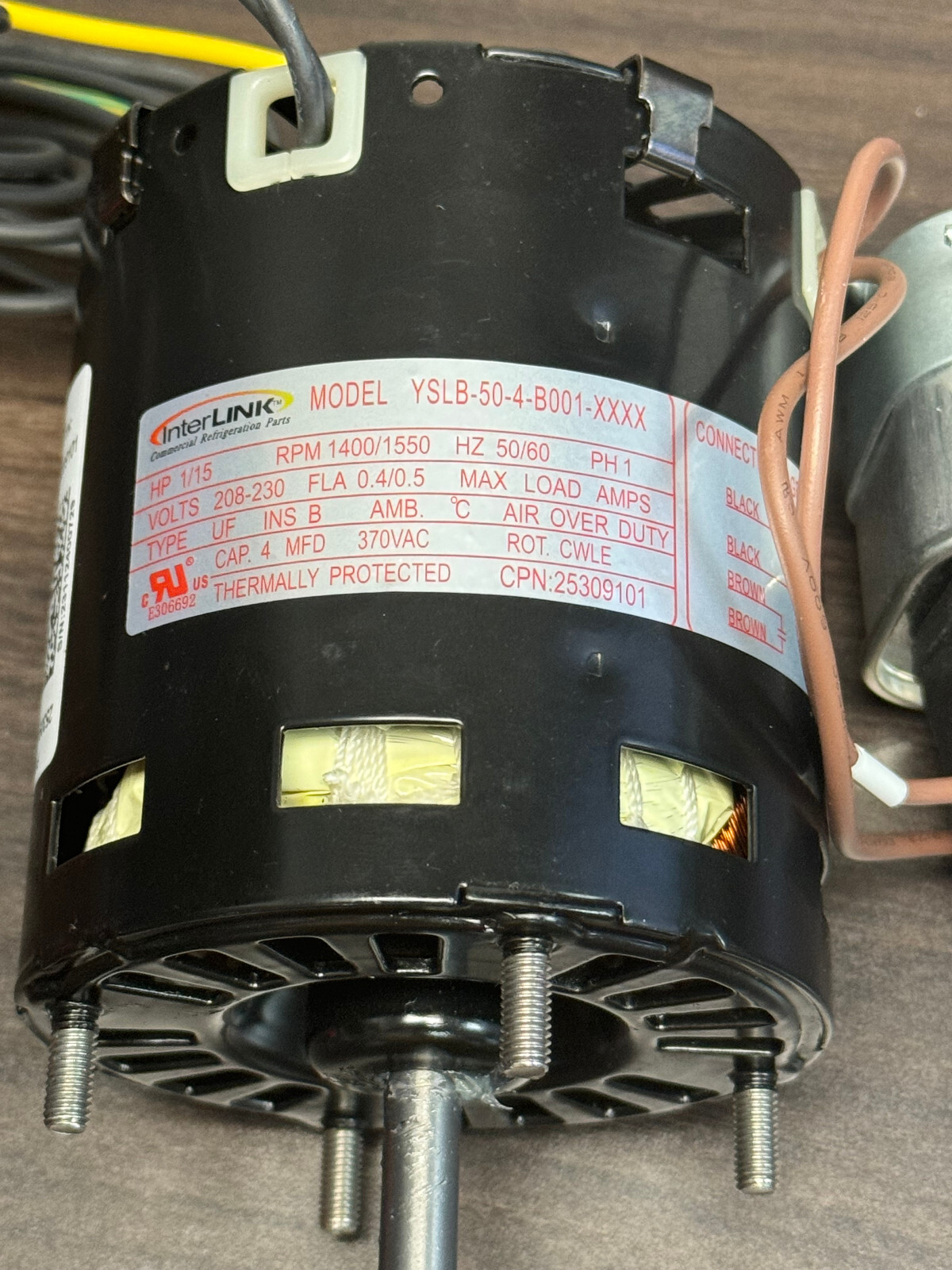 Interlink Refrigeration Motor 25309101 1/15 HP 1400 RPM 208-230 V