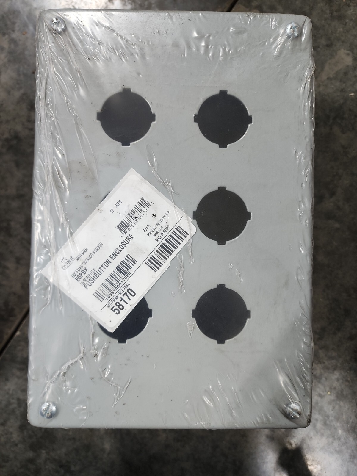 Hoffman E6PBX Hole,30.5mm,Steel,Enclosures 6.00 x 4.00 x 4.75 in.New