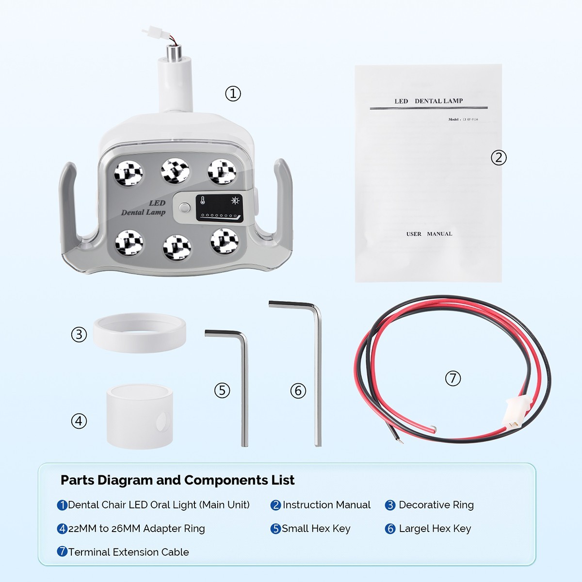 9W Dental 6 LED Lamp Oral Light Lamp For Unit Chair with LCD Display P116 700mm