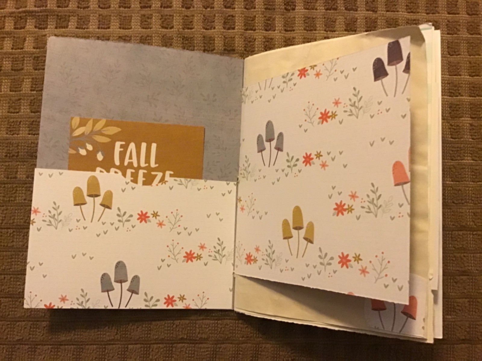 Handmade Naked Junk Journal 6” x 4.5” Mushroom Print Card Stock Cover