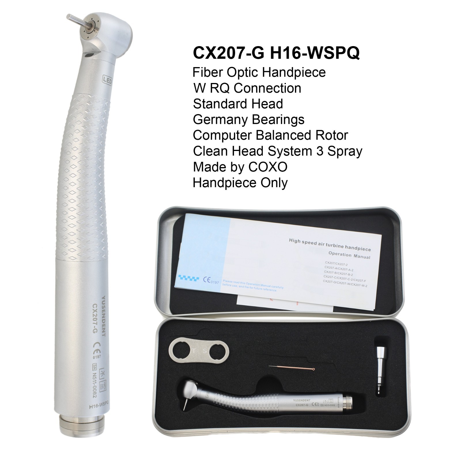 COXO Dental Handpiece High Speed Fiber Optic LED CX207-G KaVo NSK WH Coupling
