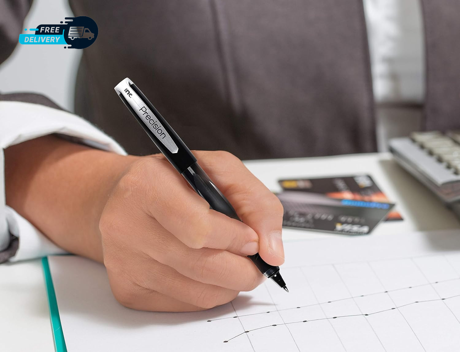 R2 Precision Rollerball Pens – 0.5 Mm Ultra Fine-Point Pen Set with Comfort Grip
