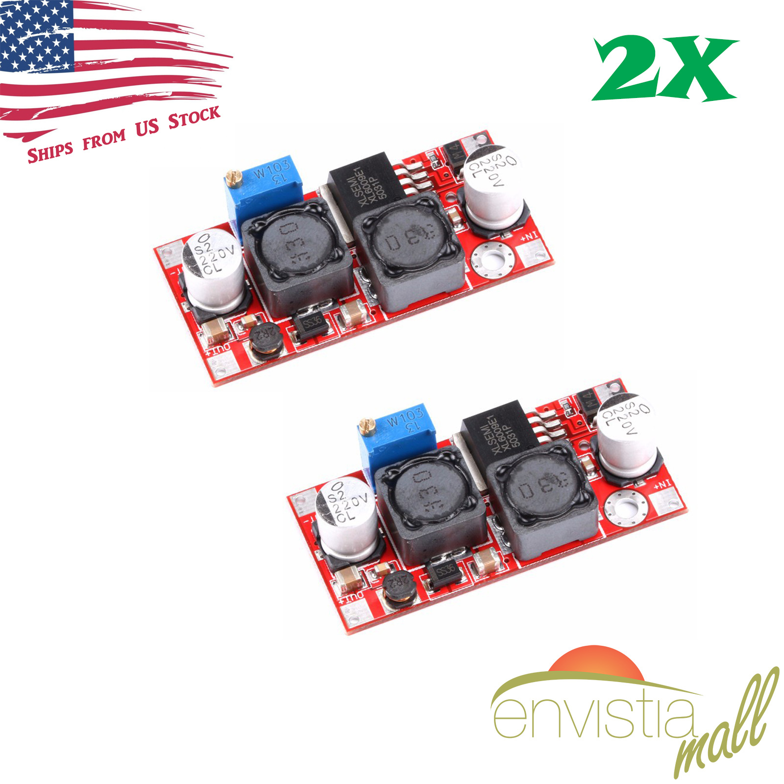 2Pcs DC-DC 1.5V – 35V Adjustable Boost Buck Step Up Down XL6009 Converter Module