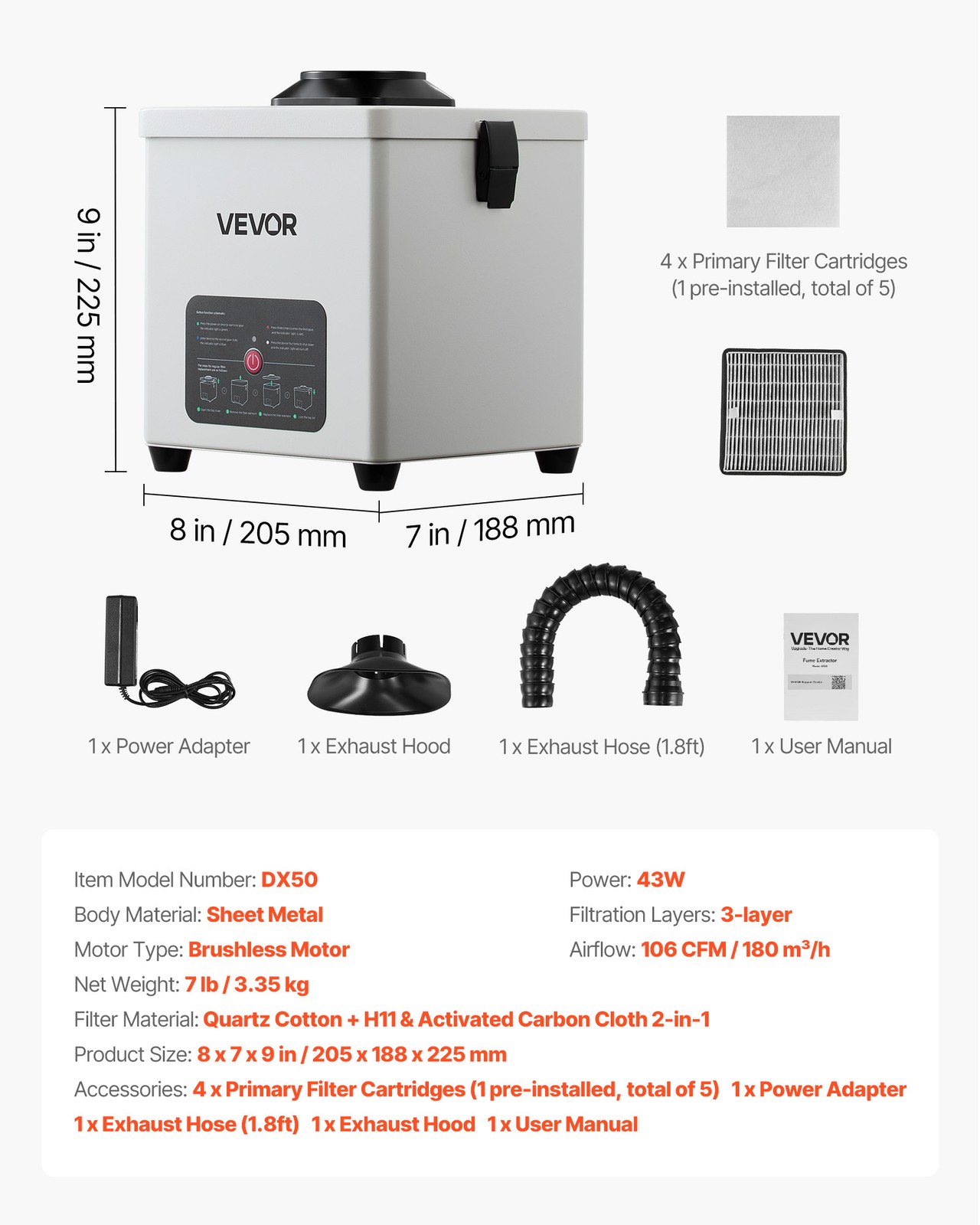VEVOR Solder Fume Extractor 3-Stage Filtration 180m³/h Soldering Smoke Absorber