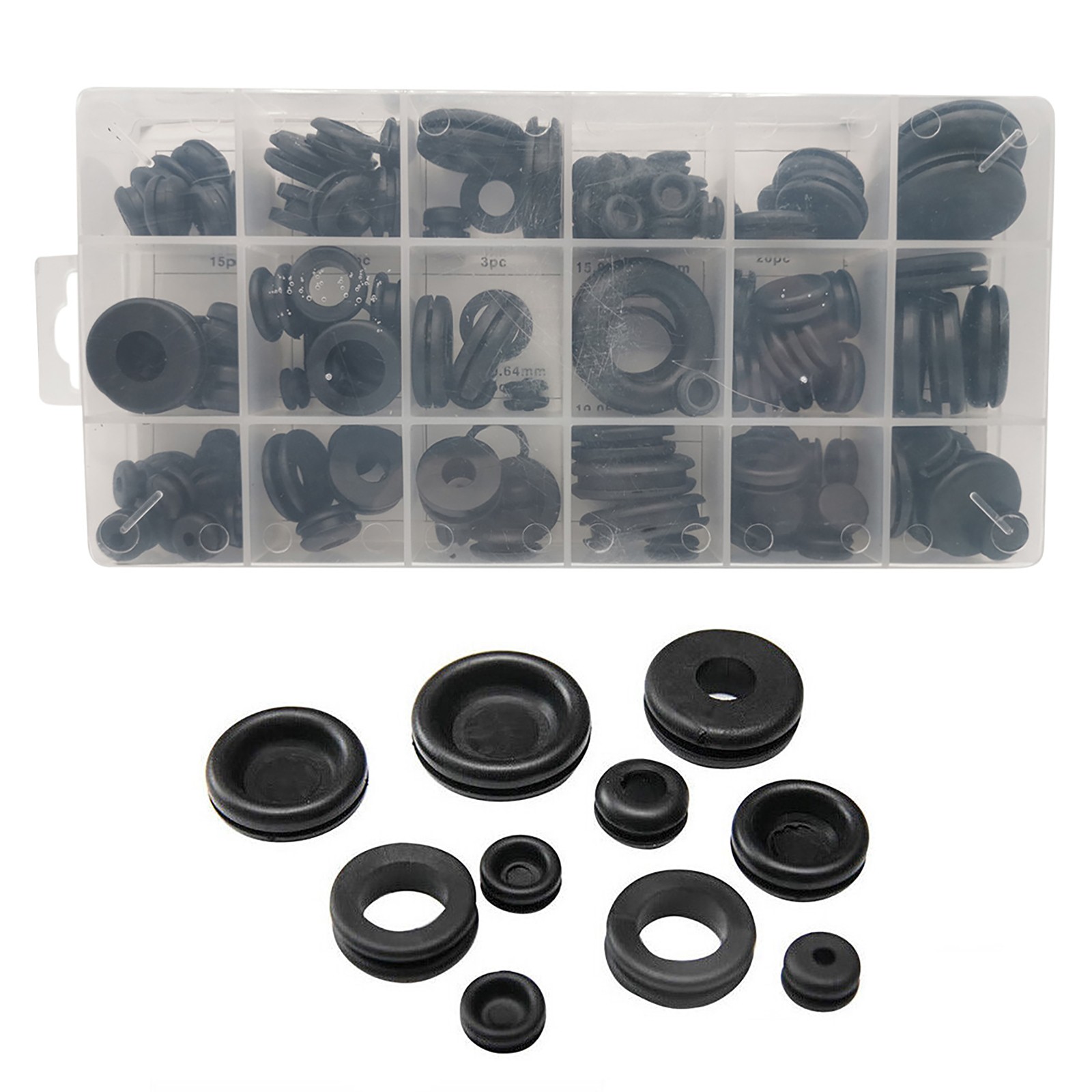 125PCS Black Rubber Grommet Firewall Hole Plug Set Electrical Wiring Gasket