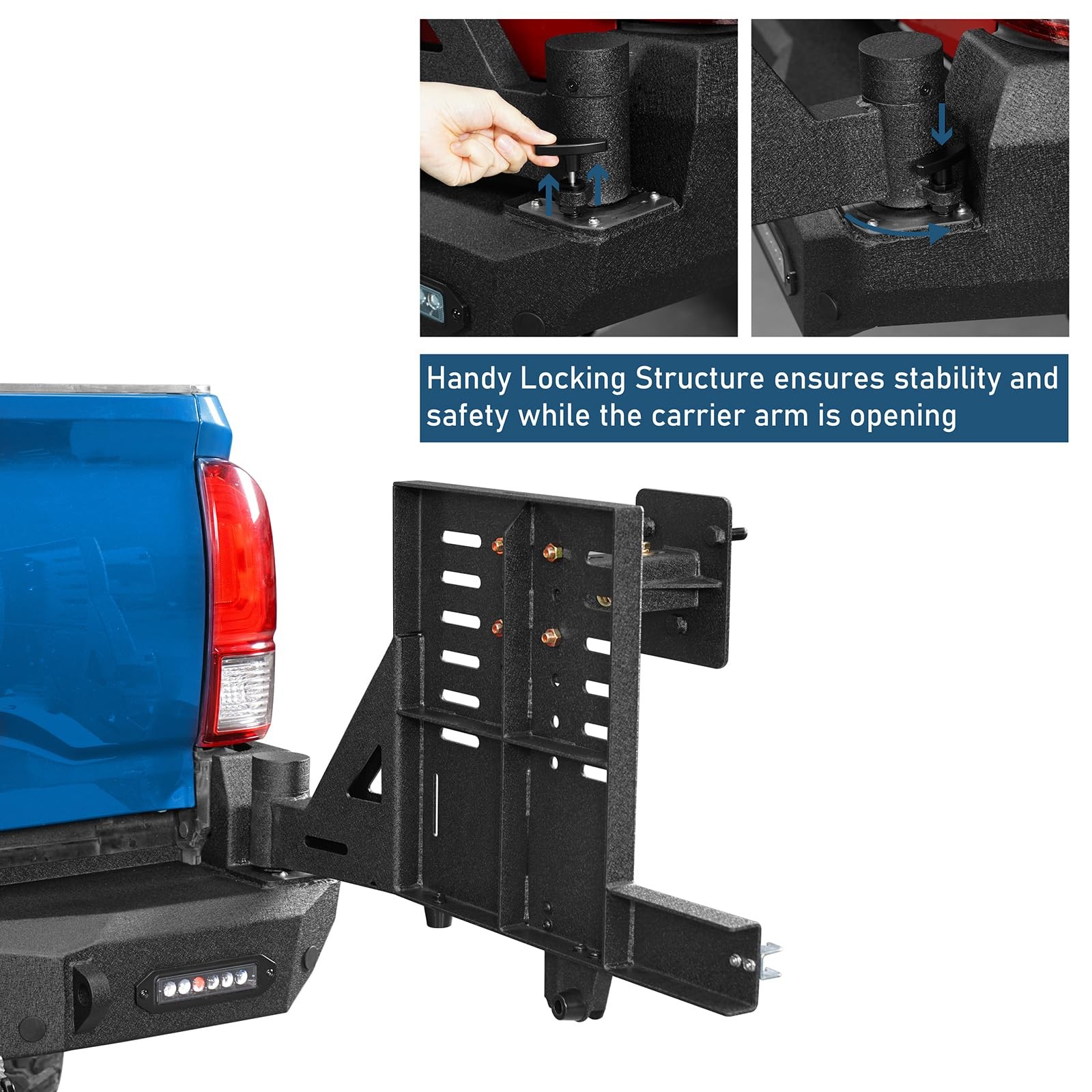 Tacoma Rear Bumper Spare Tire Rack Swing Arm Jerry Can Holder Offroad 2016-2023
