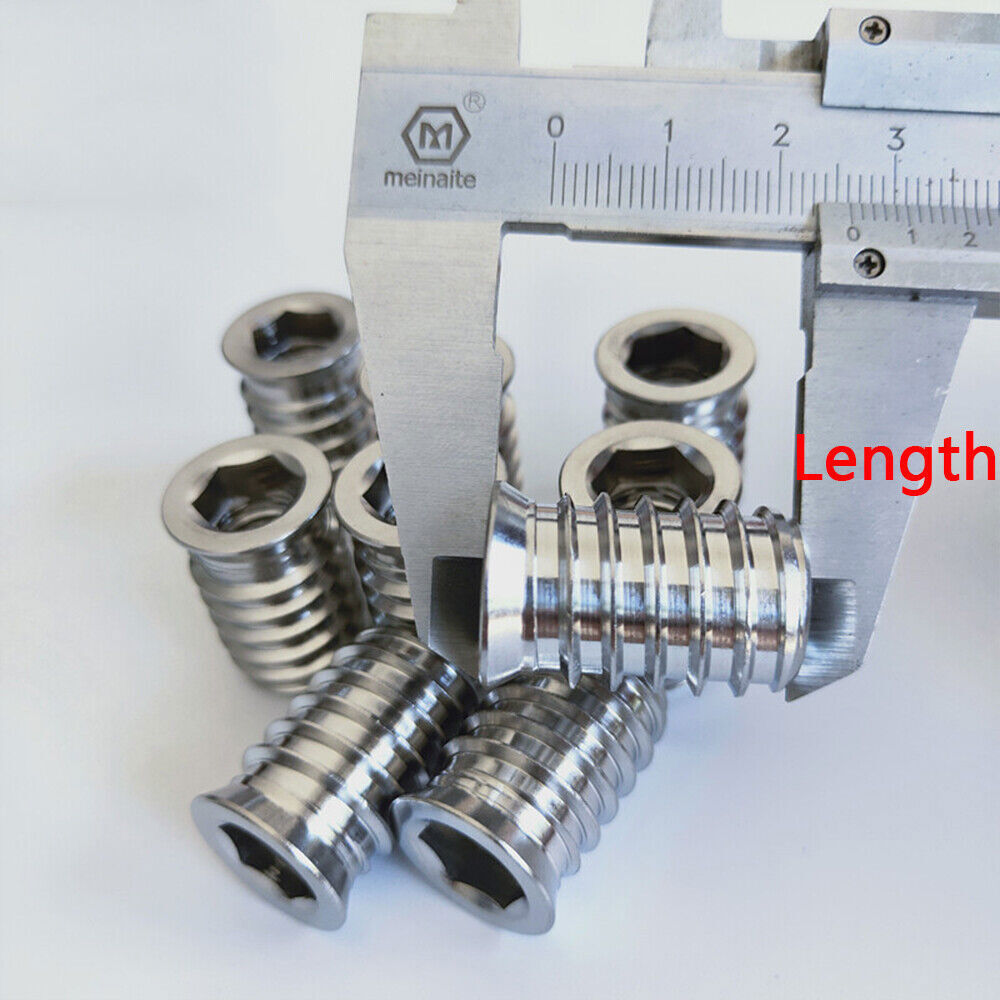 M6 M8 M10 Stainless Steel Furniture Nut Hex Flat Head Screw Threaded Wood Insert