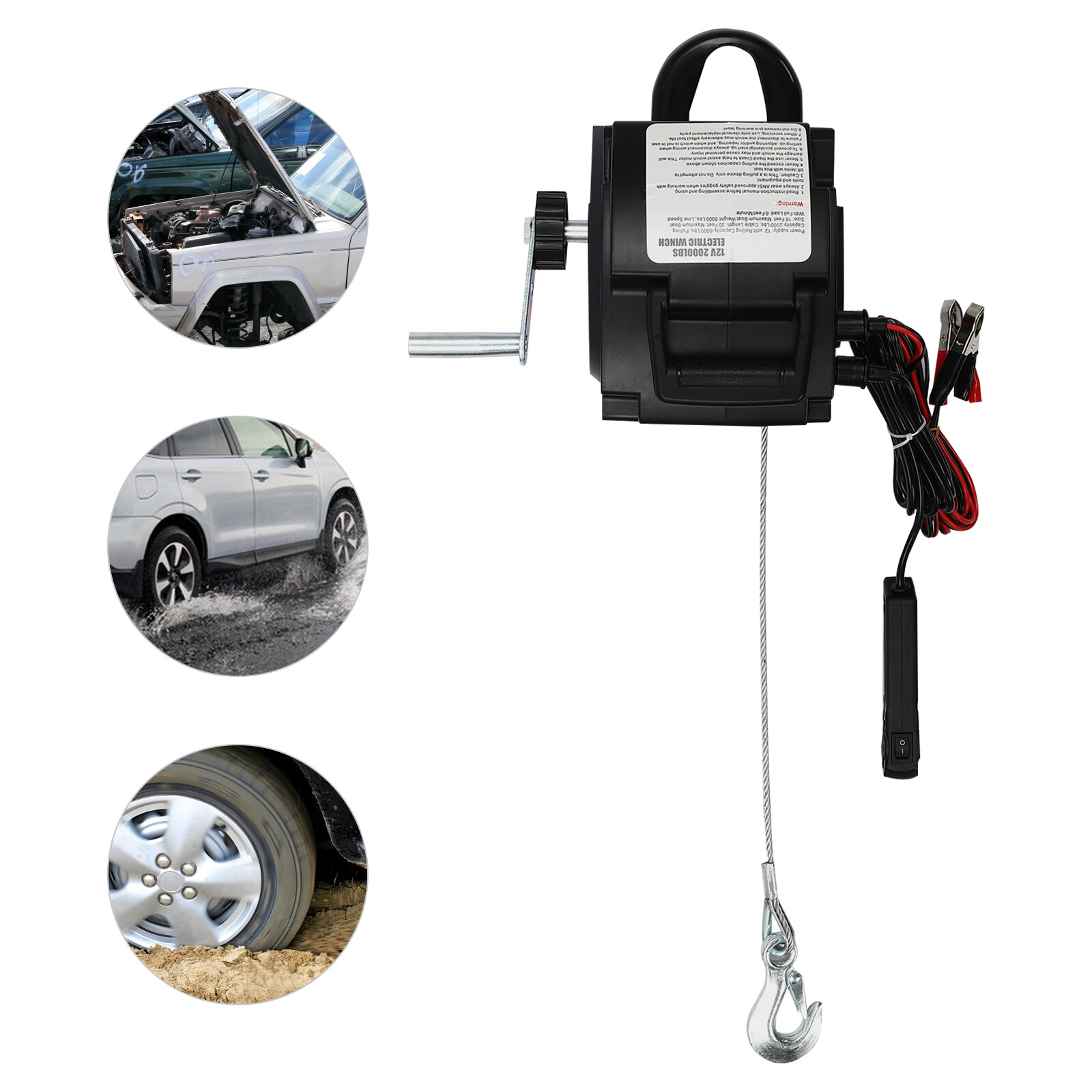 Electric Winch 6000lbs-300W Marine/ATV Winch, Remote Control Hand/Wire Control