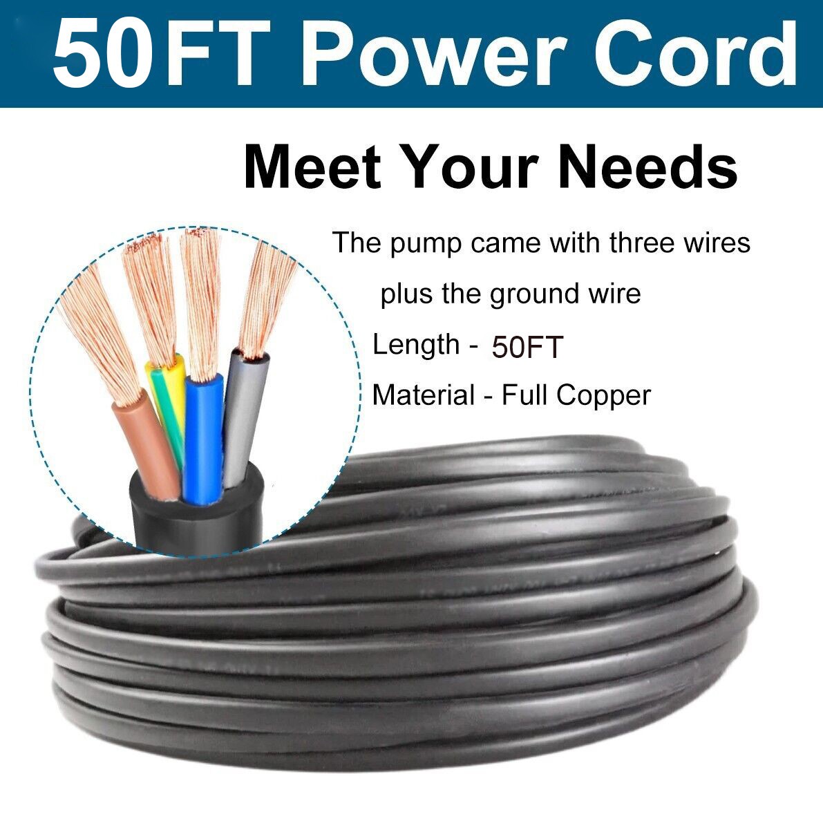 3inch 3/4 HP Deep Well Submersible Pump 110V 13 GPM 247 ft MAX 60Hz 33FT Cord