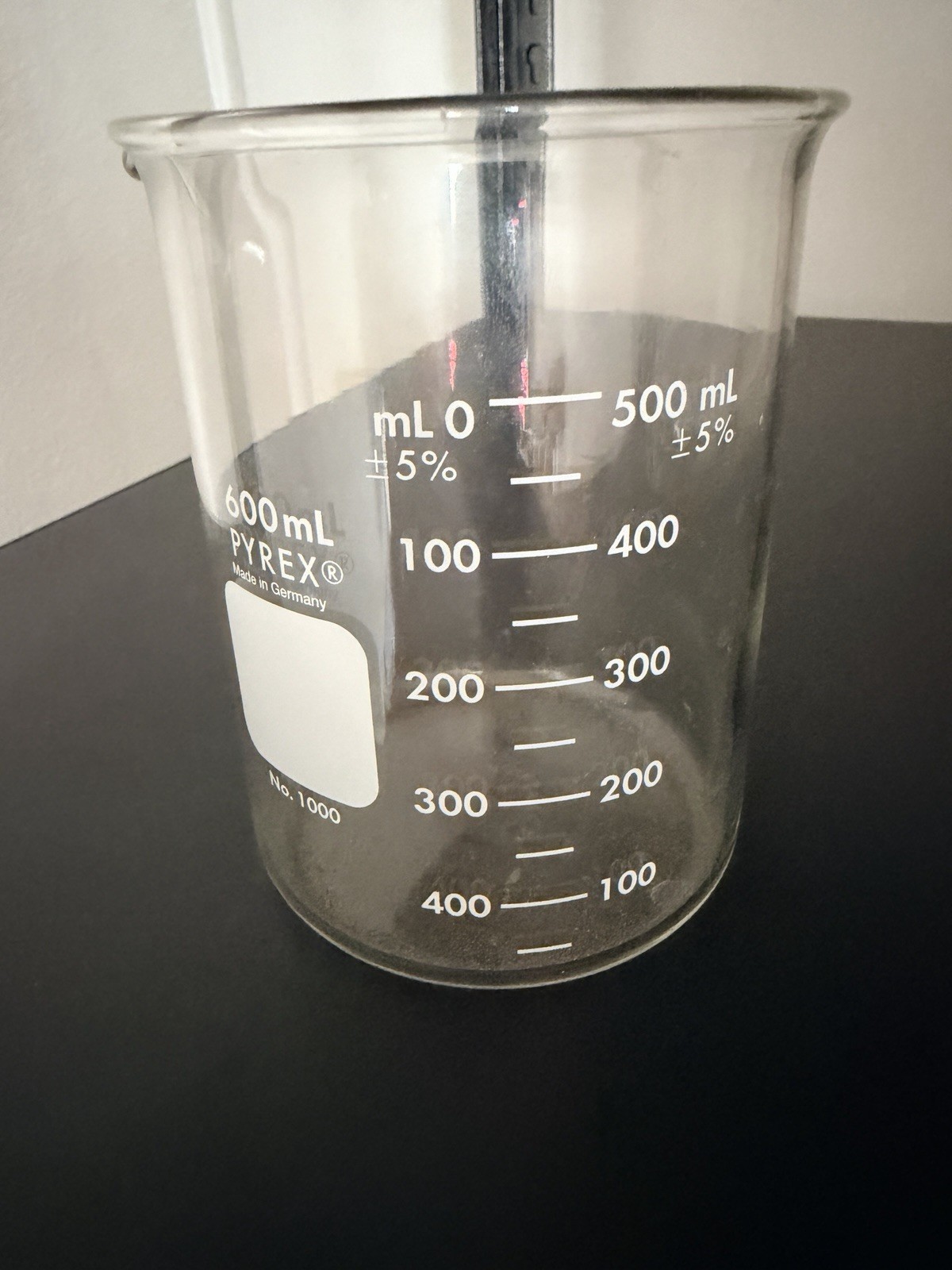 600ml Glass Beaker, Griffin Low Form, Graduated, PYREX 1000-600 (Single)