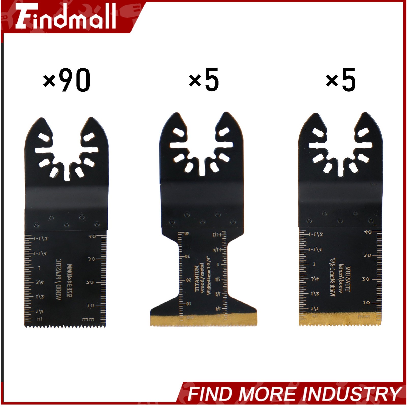 Findmall 100PCS Oscillating Saw Blades Universal Titanium Multitool Blades Kit
